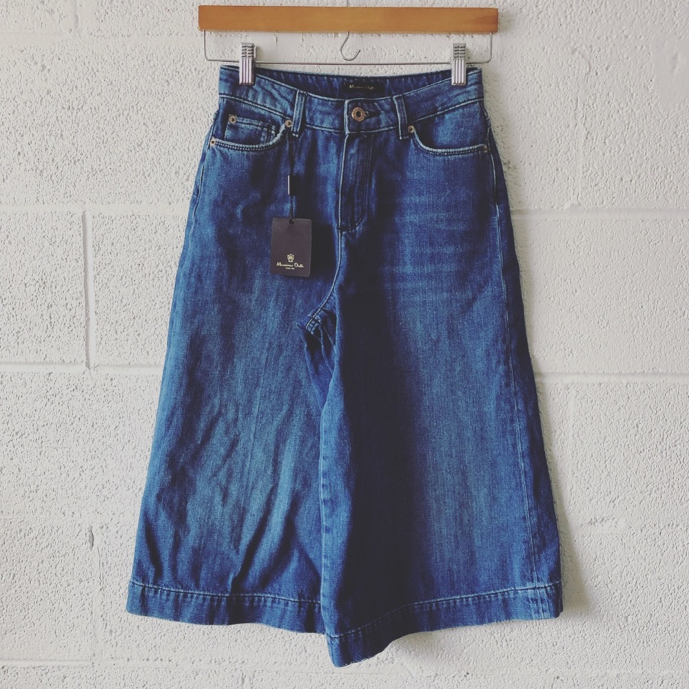 Massimo Dutti wide leg denim gaucho shorts sz: 2
